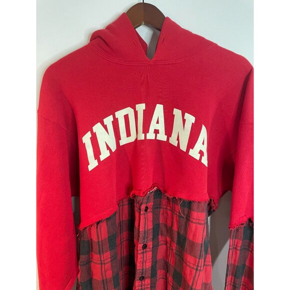 M.J. Soffe Indiana Hooded Sweatshirt With Plaid Flannel Bottom Size M - Picture 4 of 16